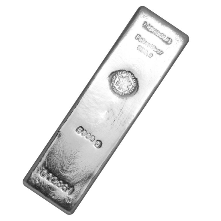 Srebrna poluga 5000 grama Heraeus, prednja strana