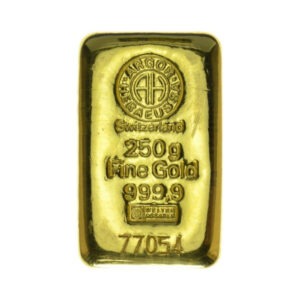 Zlatna poluga 250 grama Argor Heraeus, prednja strana