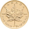 Zlatnik Javorov list (Maple Leaf) mase 1/4 unce, prednja strana