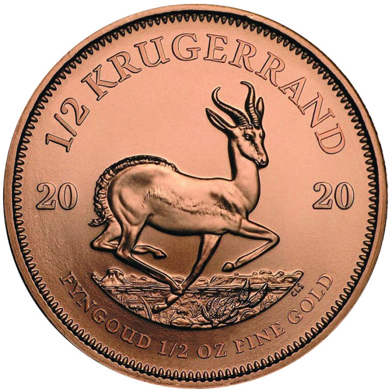 Zlatnik Krugerrand od pola (1/2) unce čiste mase zlata Zlatnik Krugerrand pola unce čistog zlata (15,55 grama) stražnja strana