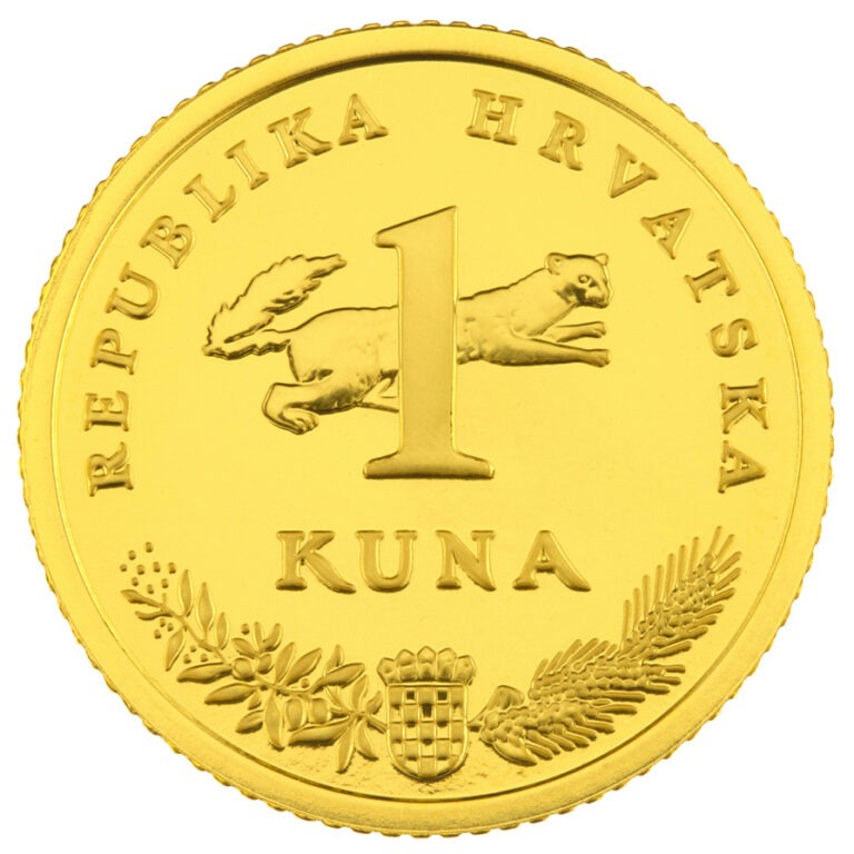 Zlatna kuna, hrvatski zlatnik, godina izdanja 2020, prednja strana