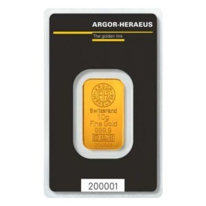 Zlatna poluga 10 grama Argor Heraeus prednja strana