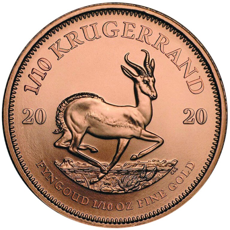 Zlatnik Krugerrand od jedne desetine (1/10) unce čiste mase zlata Zlatnik Krugerrand Springbok jedna desetina (1/10) unce, stražnja strana