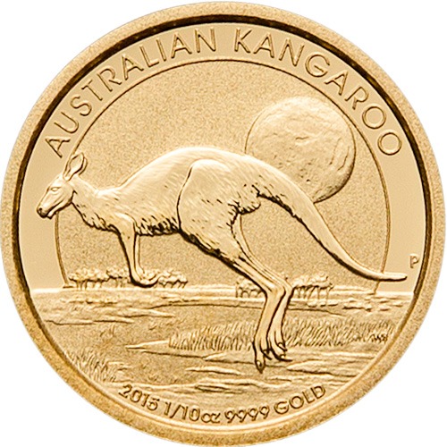 Zlatnik Klokan (Kangaroo) mase jedne desetine unce (3,11 grama), prednja strana