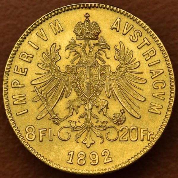 Povijesni austrougarski zlatnik 8 florina 20 franaka Franc Ios