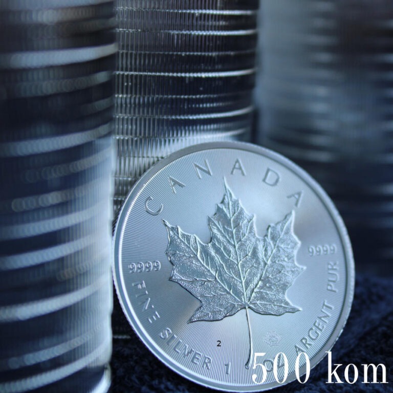 POPUST 8% za 500 kom, Srebrnjak "Javorov list" (Maple Leaf) 1 unca Srebrnjak Javorov list Maple leaf uz količinski popust za 500 kom