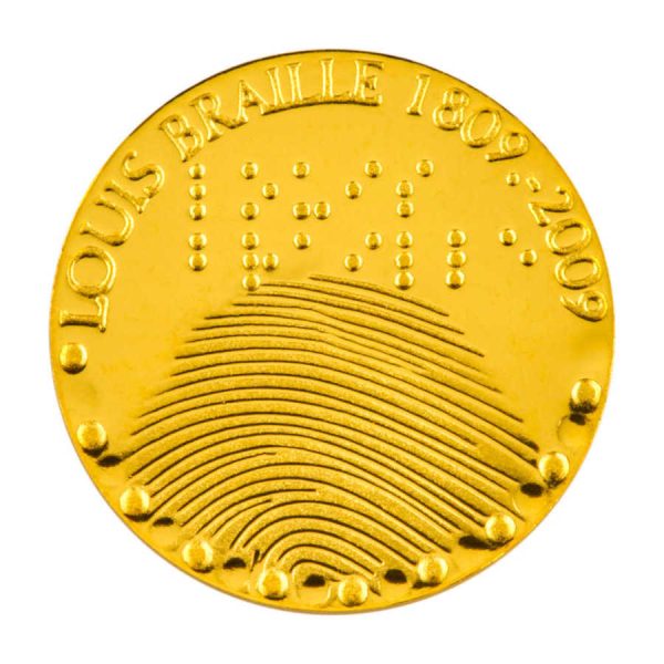 Zlatnik 10 kn Louis Braille, prednja strana