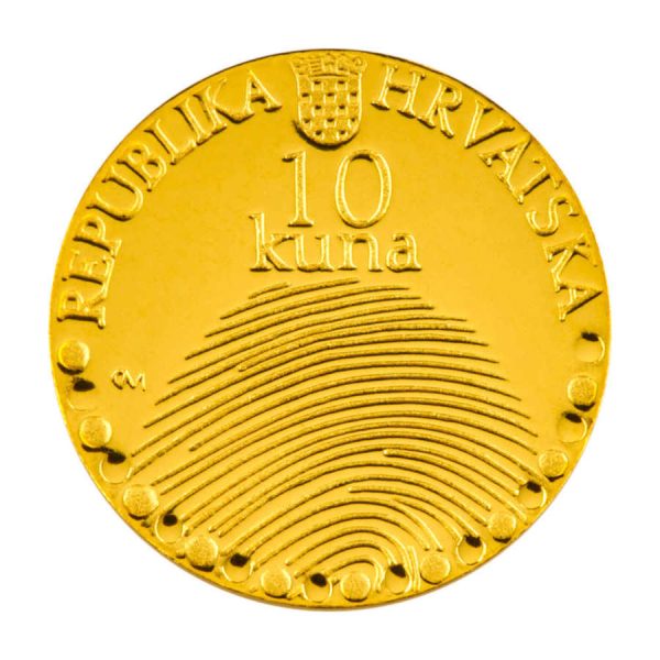 Zlatnik 10 kn Louis Braille, stražnja strana