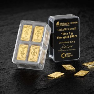 Zlatne poluge 100 x 1 gram Unitybox Heimerle Meule