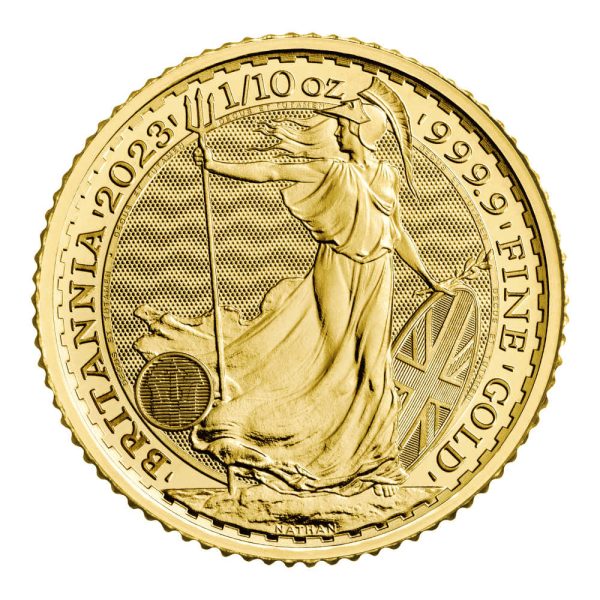 Zlatnik 10 gbp desetina unce Britannia Charles III stražnja strana (revers)