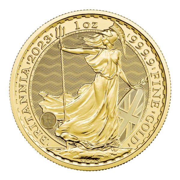 Zlatnik 100 funti GBP Britannia Charles III 1 unca stražnja strana (revers)