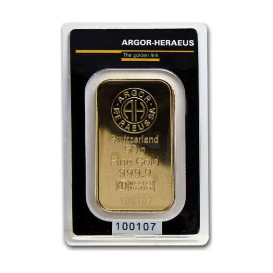 Zlatna poluga 50 grama Argor Heraeus Kinebar