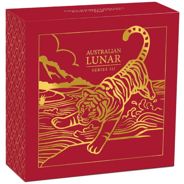 Ukrasna poklon kutija za zlatnik Kineska lunarna godina, Tigar, 1/4oz, četvrtina unce, Australija, Perth Mint, 2022