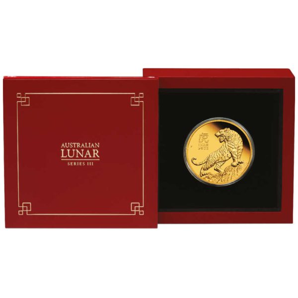Zlatnik Kineski lunarni kalendar Tigar u originalnoj ukrasnoj poklon kutiji, 2022, Australija, 1 unca