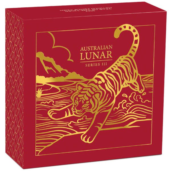 Ukrasna poklon kutija za zlatnik Kineski lunarni kalendar Tigar, 2022, 1 unca, Australija, Perth Mint