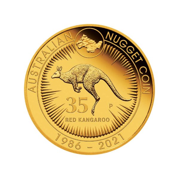 Zlatnik 35 godina zlatnik Nugget Klokan Kangaroo, 1986-2021, Australija, 1/4 unce (7.77grama)