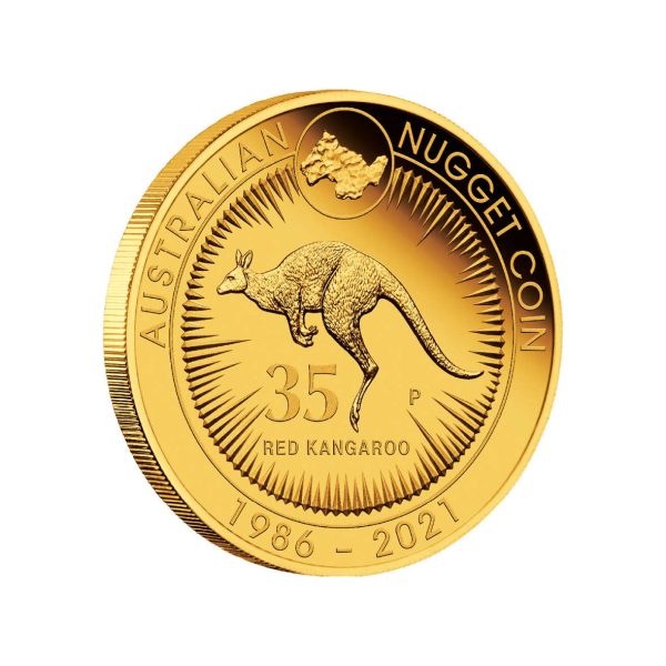 Zlatnik 35 godina zlatnik Nugget Klokan Kangaroo, 1986-2021, Australija, 1/4 unce (7.77grama)