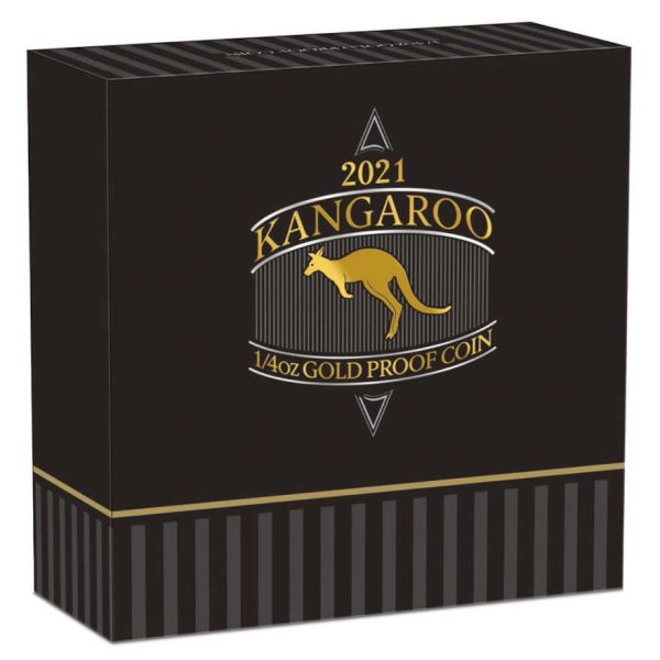 Originalna ukrasna poklon kutija za zlatnik Klokan Kangaroo, 1/4 oz, 7.77 grama, Australija, 2021