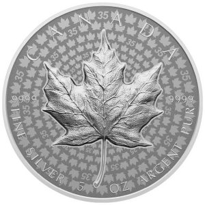 Srebrnjak Javorov list 5 unci, 155.51 grama, Maple Leaf, Kanada, ultra high relief
