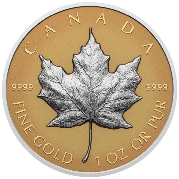 Zlatnik Javorov list (Maple Leaf) vrlo duboki reljef motiva (ultra high relief), 1 unca, 31.103 grama, Kanada, numizmatika