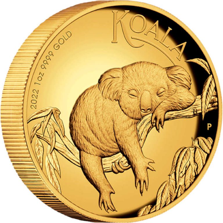 Zlatnik Australska koala, 1 oz, visoki reljef, Australija, 2022