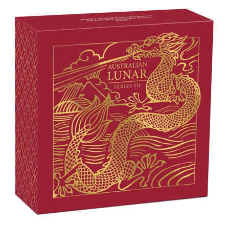 Ukrasna poklon kutija za Zlatnik Kineska lunarna godina zmaj desetina unce (1/10oz) Australija 2024