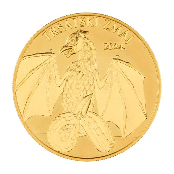 Zlatnik Trsatski Zmaj 100 eura, 1 unca (31.103grama), Hrvatska, 2024, stražnja strana