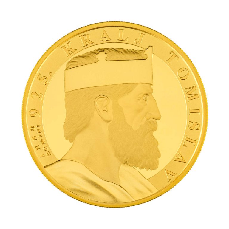Zlatnik Kralj Tomislav 100eur 1oz 1100. godišnjica krunidbe, Hrvatska, 2025, prednja strana