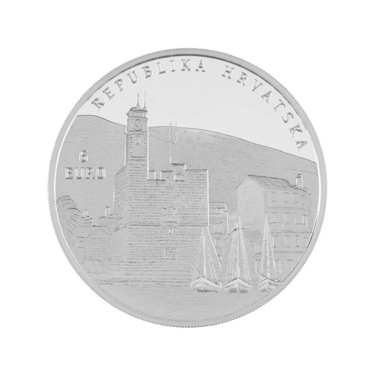 NUMIZMATIKA: Srebrnjak "Gajeta Falkuša", nominala 4 €, ukupna masa 1 unca, Hrvatska, 2025 Srebrnjak Gajeta falkuša, 1oz, 31.1gram, 4eur, Hrvatska, 2025, stražnja strana