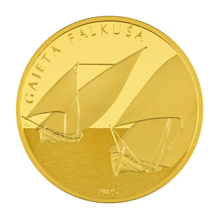 NUMIZMATIKA: Zlatnik "Gajeta Falkuša", nominala 100 €, ukupna masa 1 unca, iskovan u svega 150 primjeraka Zlatnik Gajeta Falkuša, Hrvatska, 1 unca (31,103 grama), 2025