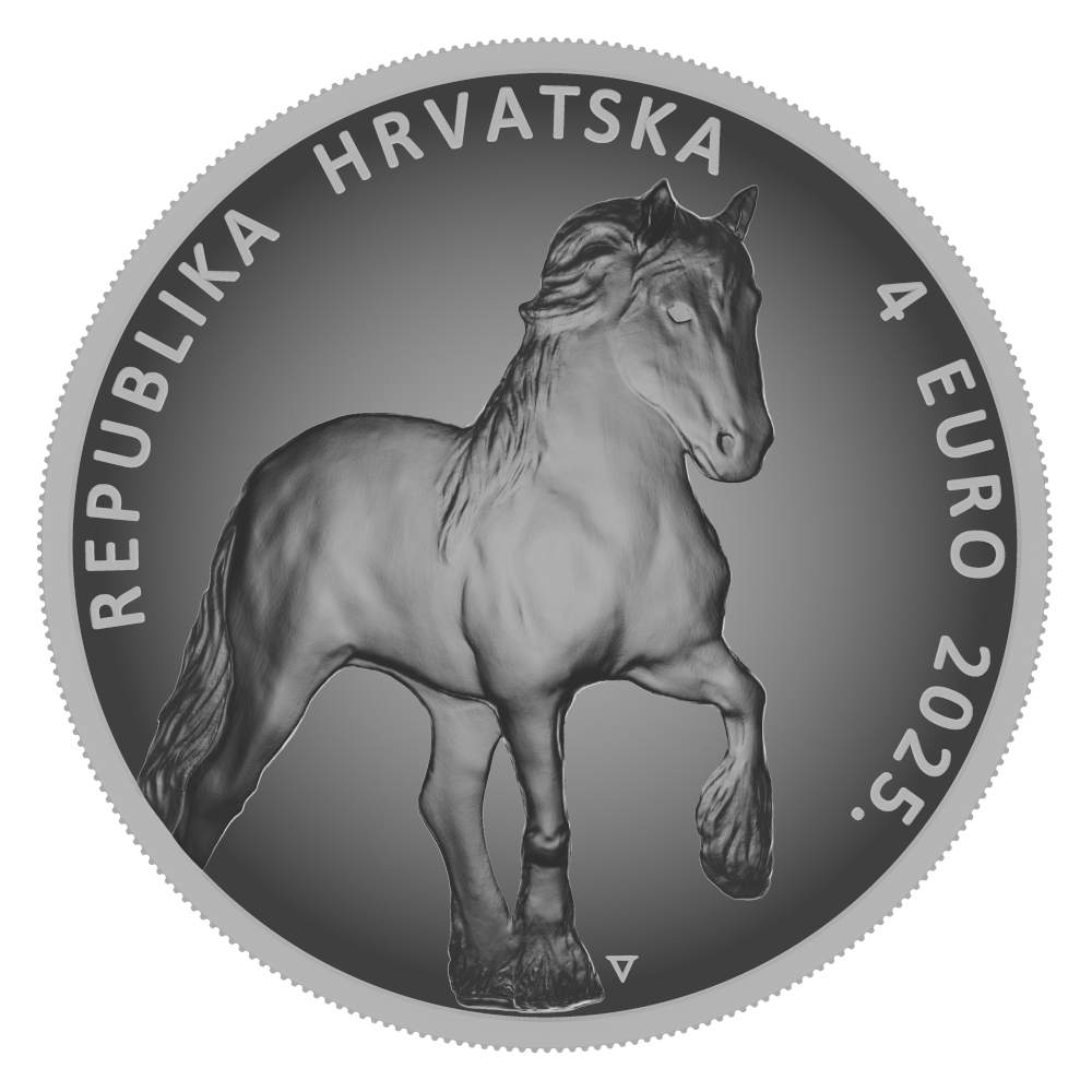 Srebrnjak Hrvatski konj hladnokrvnjak 1oz 4eur Hrvatska 2025 stražnja strana