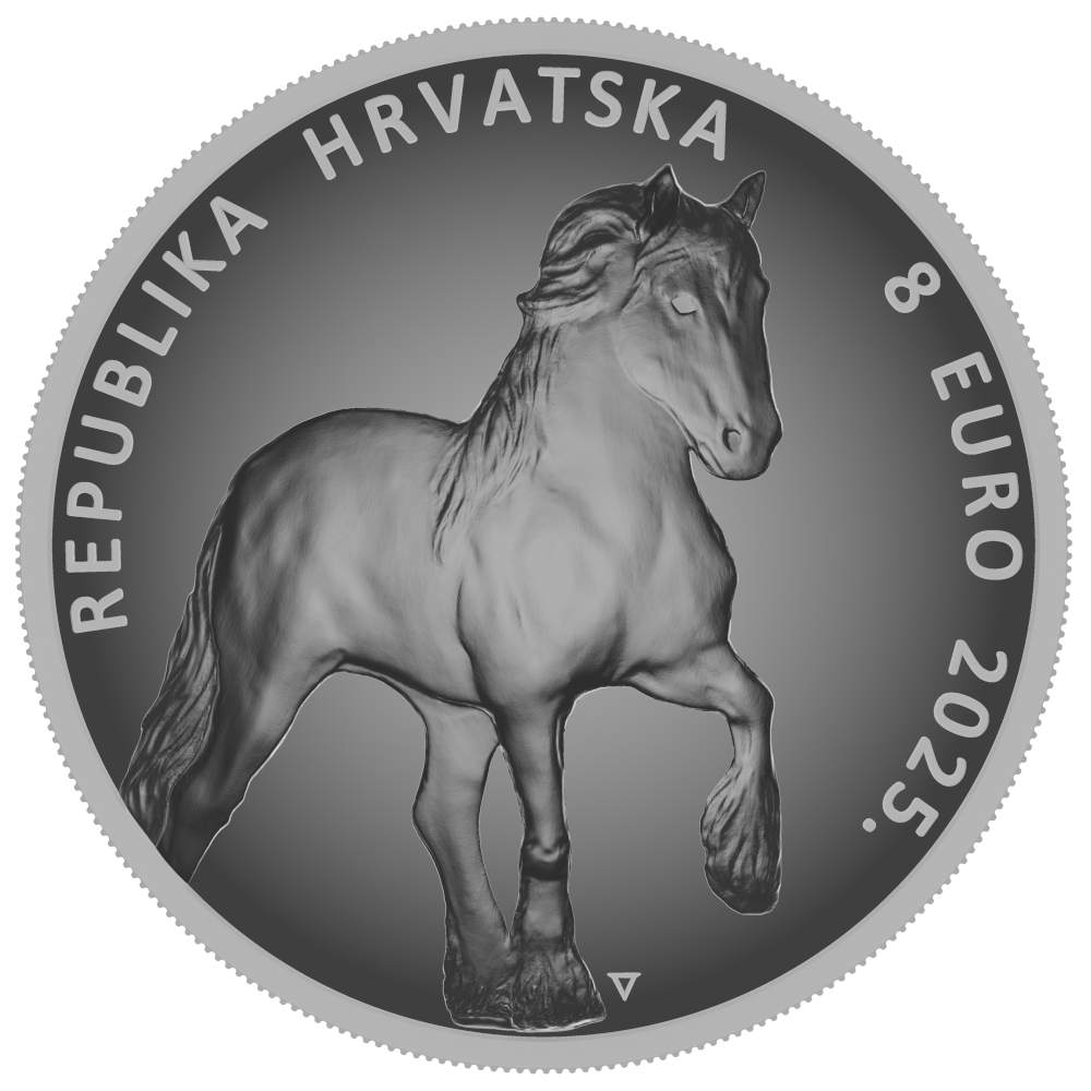 Srebrnjak Hrvatski konj hladnokrvnjak 5oz 8eur Hrvatska 2025 stražnja strana