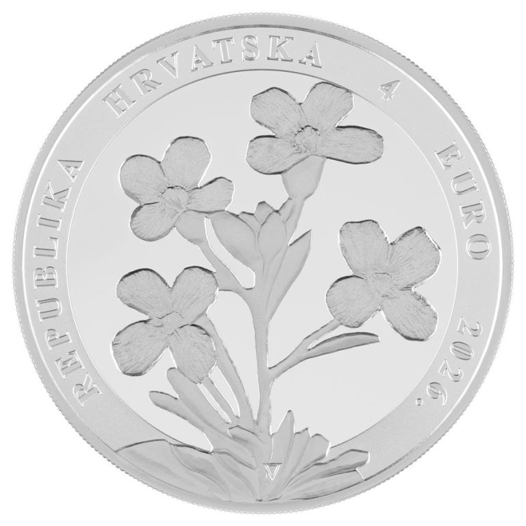 Srebrnjak 4 eur Kraljica Jelena Slavna, 1 unca, Hrvatska, 2026, stražnja strana (revers)