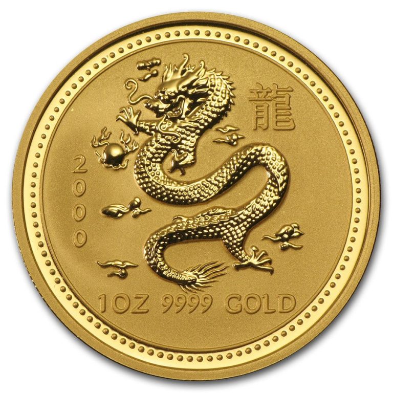 Zlatnik 100 AUD Kineska Lunarna Godina - Zmaj, 1 unca, Australija, 2000, prednja strana