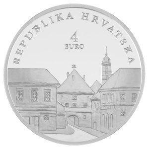 Srebrnjak 4 eura August Šenova, Hrvatska književnost, 1 unca, Hrvatska, 2026, stražnja strana