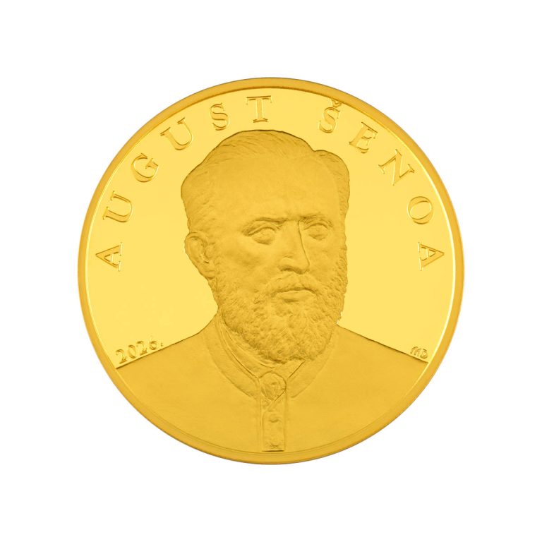 Zlatnik 20 eura August Šenoa, Hrvatska književnost, 1/8 unce, Hrvatska, 2026, prednja strana