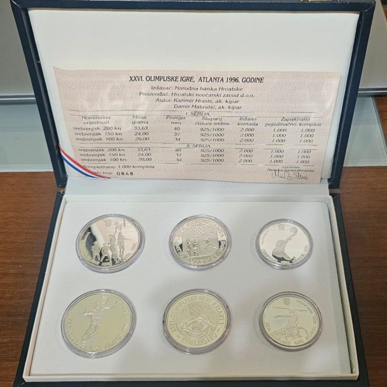 Komplet šest srebrnjaka XXVI ljetne olimpijske igre Atlanta, SAD, 1996, Hrvatska