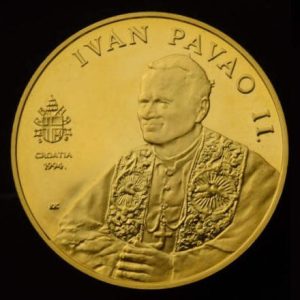 Zlatnik Papa Ivan Pavao II, 1000 kuna, 7 grama, Hrvatska, 1994, prednja strana