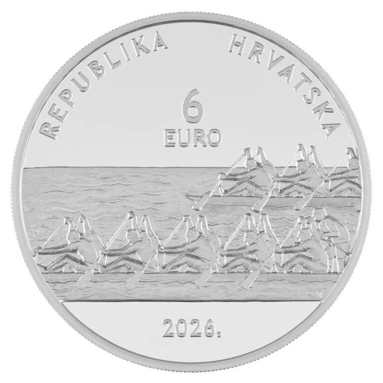 Srebrnjak 6 eur Neretvanska lađa, 2oz, Hrvatska, 2026, prednja strana